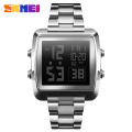 Skmei 1369 luxury custom logo stainless steel strap waterproof 3ATM black gold digital watch for men